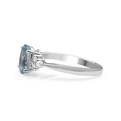 9ct White Gold Aquamarine and Diamond Ring