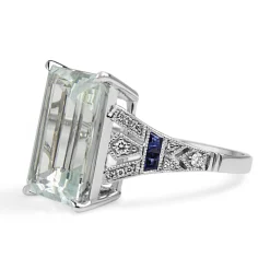 18ct White Gold Aquamarine, Sapphire and Diamond Ring