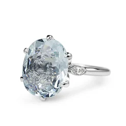18ct White Gold Aquamarine and Diamond Ring