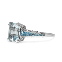 9ct White Gold Aquamarine, Topaz and Diamond Ring