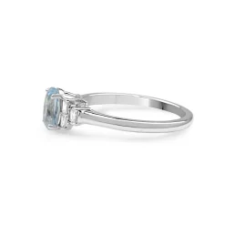 9ct White Gold Aquamarine and Diamond Ring