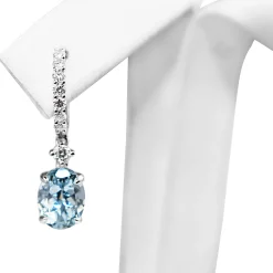 18ct White Gold Aquamarine and Diamond Drop Earrings