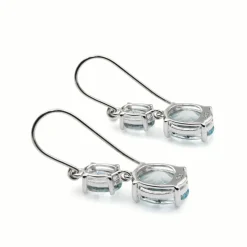 9ct White Gold Aquamarine Drop Earrings