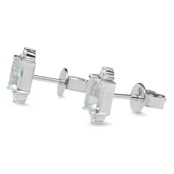 18ct White Gold Aquamarine and Diamond Stud Earrings