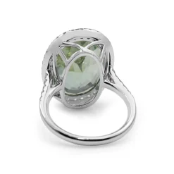 18ct White Gold Aquamarine and Diamond Halo Ring