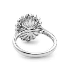 18ct White Gold Aquamarine and Diamond Daisy Ring