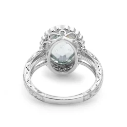 18ct White Gold Aquamarine and Diamond Daisy Ring
