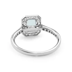 9ct White Gold Aquamarine and Diamond Halo Ring