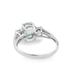 14ct White Gold Aquamarine and Diamond 3 Stone Ring