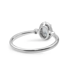 9ct White Gold Aquamarine and Diamond Halo Ring
