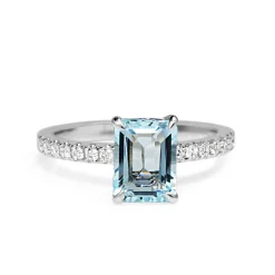 18ct White Gold Aquamarine and Diamond Ring