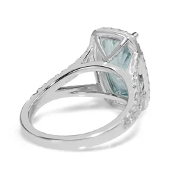 18ct White Gold Aquamarine and Diamond Halo Ring