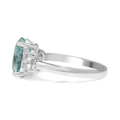 18ct White Gold Aquamarine and Diamond 3 Stone Ring