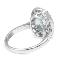 18ct White Gold Aquamarine and Diamond Halo Ring