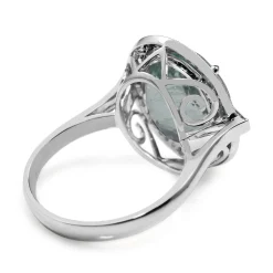 18ct White Gold Aquamarine and Diamond Halo Ring