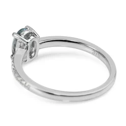 9ct White Gold Aquamarine and Diamond Solitaire Ring