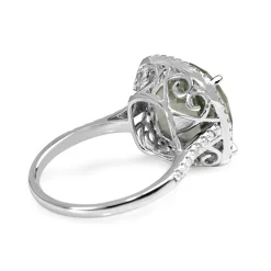 18ct White Gold Aquamarine and Diamond Halo Ring