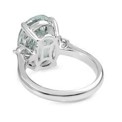 18ct White Gold Aquamarine and Diamond 3 Stone Ring
