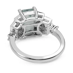 18ct White Gold Aquamarine and Diamond Deco Style Ring