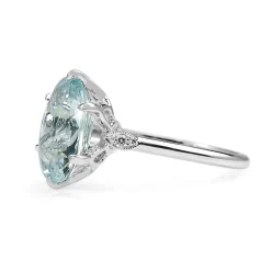 18ct White Gold Aquamarine and Diamond Ring