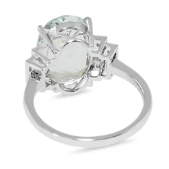 18ct White Gold Aquamarine and Diamond Deco Style Ring