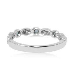 9ct White Gold Aquamarine and Diamond Vintage Style Band Ring