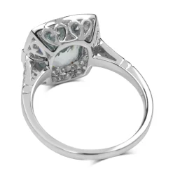 18ct White Gold Aquamarine and Diamond Halo Ring