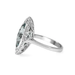 18ct White Gold Aquamarine and Diamond Daisy Style Ring