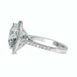 18ct White Gold Aquamarine and DIamond Halo Ring