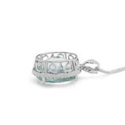 18ct White Gold Aquamarine and Diamond Pendant