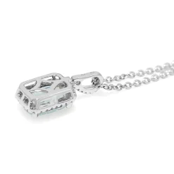 18ct White Gold Aquamarine and Diamond Halo Pendant
