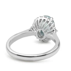 18ct White Gold Aquamarine and Diamond Halo Ring