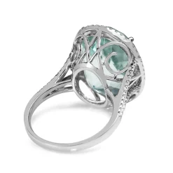 18ct White Gold Aquamarine and Diamond Halo Ring