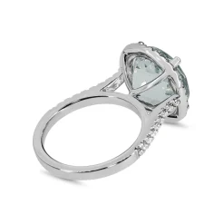 18ct White Gold Aquamarine and DIamond Halo Ring