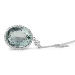 18ct White Gold Aquamarine and Diamond Pendant