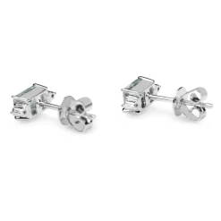 18ct White Gold Aquamarine and Diamond Stud Earrings