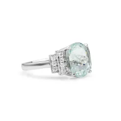 18ct White Gold Aquamarine and Diamond Ring