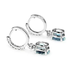 18ct White Gold Aquamarine and Diamond Drop Earrings