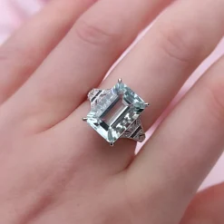 18ct White Gold Aquamarine, Sapphire and Diamond Ring