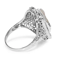 14ct White Gold Art Deco Cameo and Diamond Ring