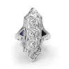 18ct White Gold Art Deco Diamond and Sapphire Ring