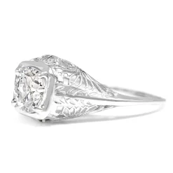 14ct White Gold Art Deco Diamond Solitaire Ring