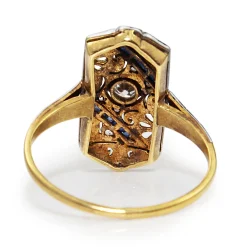 18ct White Gold Art Deco Diamond and Sapphire Ring