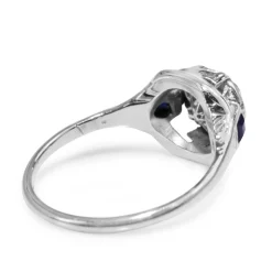18ct White Gold Art Deco Diamond and Sapphire Cluster Ring