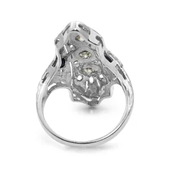 18ct White Gold Art Deco Diamond and Sapphire Ring