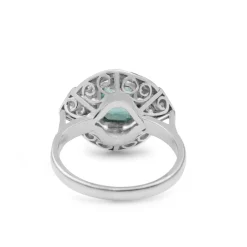 18ct White Gold Art Deco Emerald and Diamond Ring