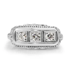 18ct White Gold Art Deco Filigree Diamond Ring