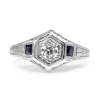 18ct White Gold Art Deco Old Cut Diamond and Sapphire Ring