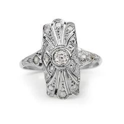 18ct White Gold Art Deco Old and Rose Cut Diamond Ring