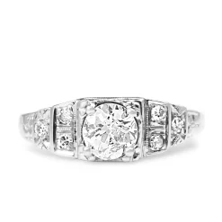18ct White Gold Art Deco Old Cut Diamond Ring